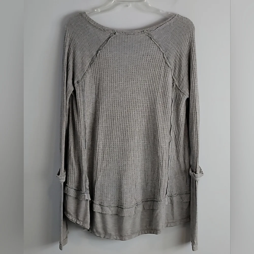 Free People Waffle We the Free Laguna Thermal Gray Swing Top XS
